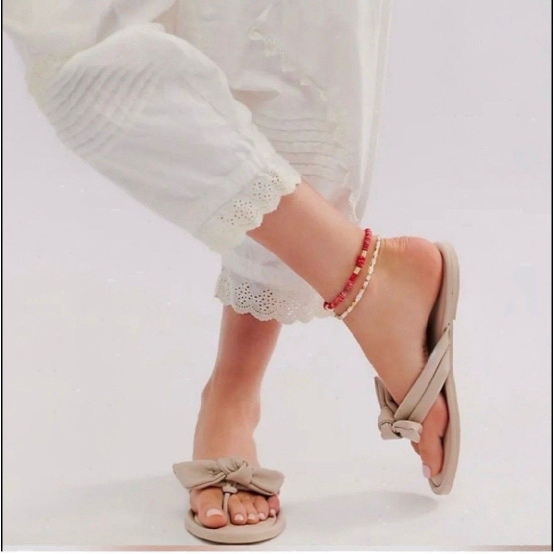 Free People Brynn Bow Sandal Cement Gray Women’s Size 9/40